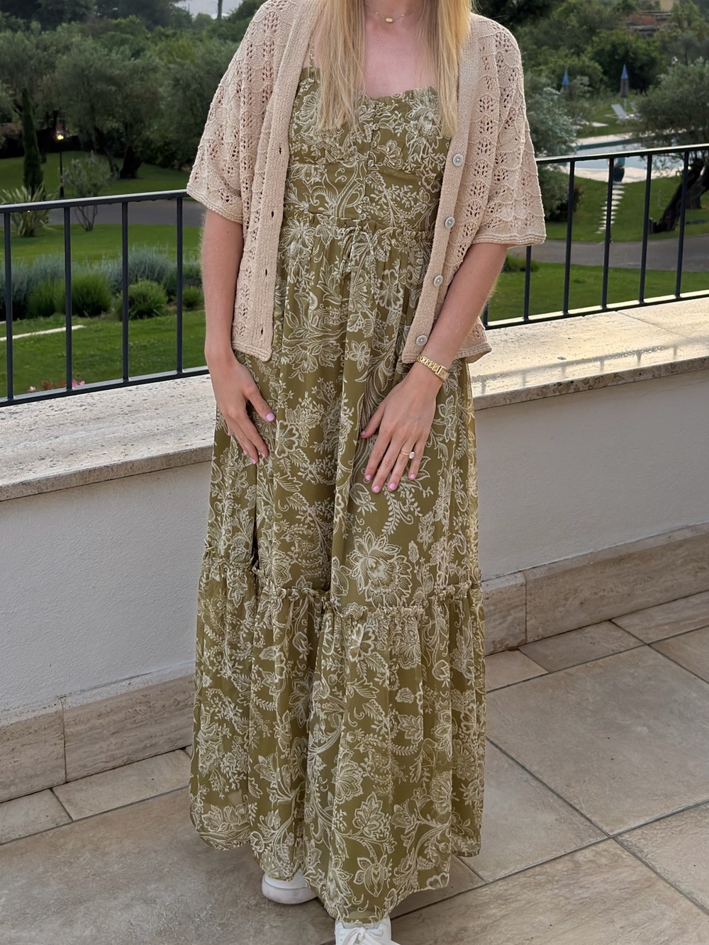 Patrons of Peace Olive Green Floral Maxi Dress